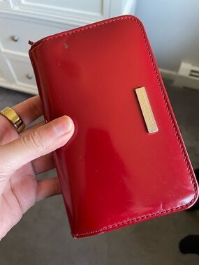 Burberry Red Patent Leather Zip Wallet